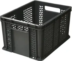 Ящик пластиковый перфорированный, 400×300×230 мм, 21.6 л, чёрный [703.01.01]