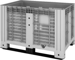 Крупногабаритный перфорированный пластиковый контейнер на полозьях SDBOX, 1200х800х800 мм, серый [SDBOX 1208 PS серый] 