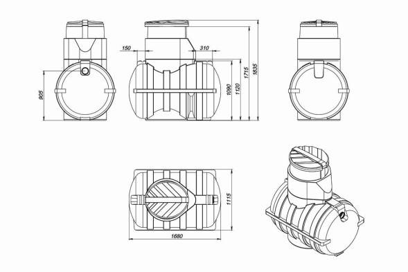 Емкость подземная U 1250 oil черный