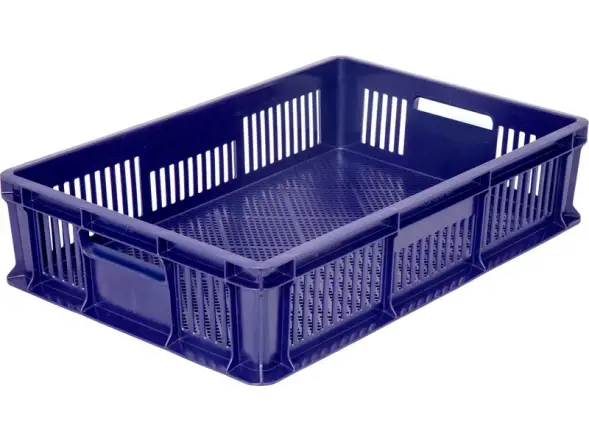Ящик пластиковый перфорированный, 600×400×140 мм, 27 л, синий [705.01.03]