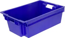 Ящик пластиковый сплошной, 600x400x200 мм, 35 л, синий [206]