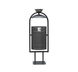 Урна металлическая уличная круглая с крышкой и пепельницей, 30 л