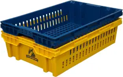 Ящик пластиковый перфорированный, 600x400x152 мм, 27 л, синий [403]