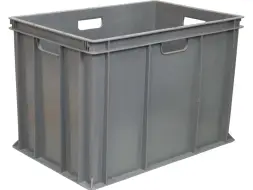 Ящик пластиковый сплошной, 600x400x410 мм, 84 л, серый [203-2]