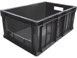 Ящик пластиковый сплошной с вырезом, 600х400х250 мм, черный [204 В НСТ]