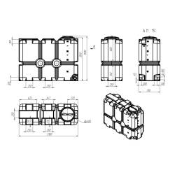 Емкость пластиковая для воды и дизельного топлива ST 2000 л с патрубками d100мм и резьбовой крышкой под плотность вещества до 1.0 г/см3, зеленый
