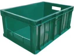 Ящик пластиковый сплошной с вырезом, 600х400х250 мм, зеленый [204 В НСТ]