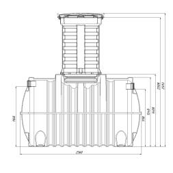 Автономная канализация Rostok Ground 6 с горловиной 1000 мм и самотечным отведением, 2800л, черный [5042.2800.899.001]