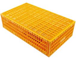 Ящик пластиковый перфорированный с крышкой для перевозки птицы (несушек и бройлеров), 970х570х270 мм, оранжевый [311] 